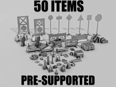 Traffic Road Work Diorama Pack 3D print model