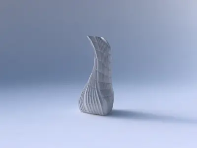 Vase twist puffy bent triangle with strange tiles 3D print model