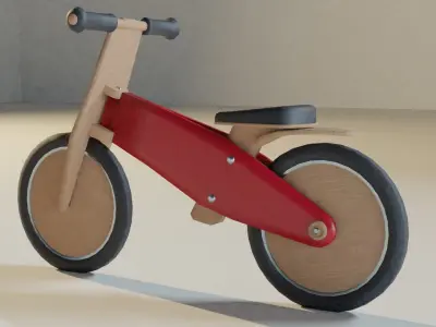 Kids wooden bike Low-poly 3D model