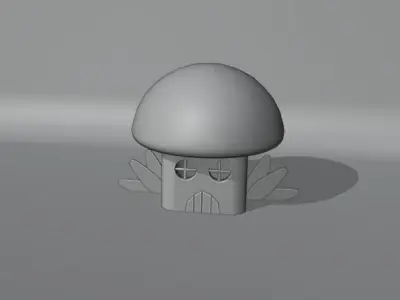 Designing a Smurfs house in a world Low-poly 3D model
