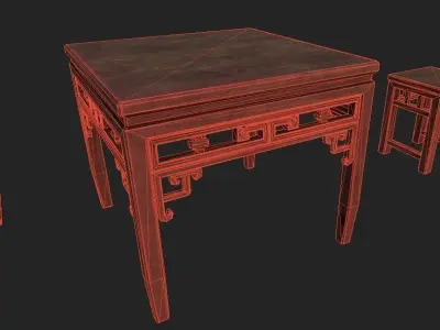 Chinese Table set PBR 4K GameReady Low-poly 3D model