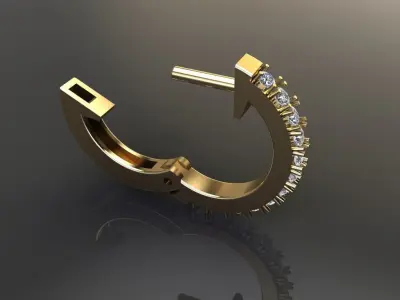 Mid Size Diamond Hoop Earring 1MM50 3D print model