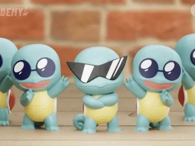 SQUIRTLE SQUAD CHIBI SHADES SUNGLASSES POKEMON 3 MODELS 3D print model