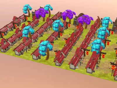 Low poly Stylized Packed Low-poly 3D model