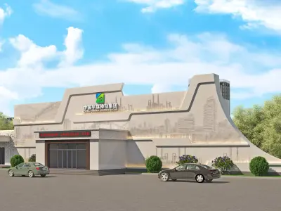 The facade of the building 3D model