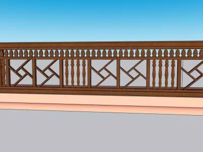 Islamic-Style Balcony Railing 3D Model 3D model