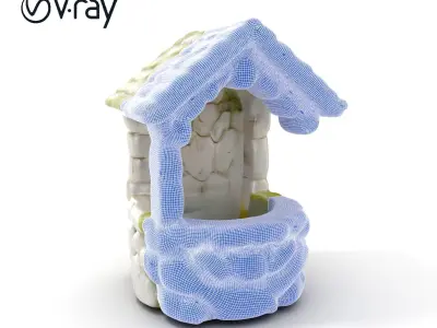 Stone Wishing Well Model Pack with Moss Texture Low-poly 3D model