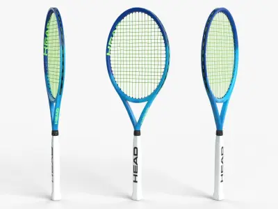 Collection of tennis rackets and balls Low-poly 3D model