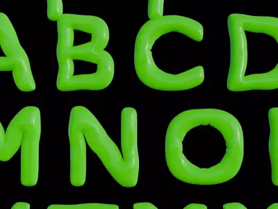 Alphabet Balloons and Numbers 3D model complete with material Low-poly 3D model