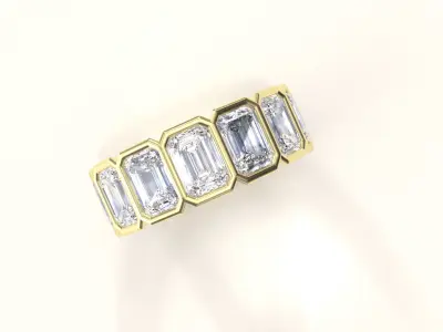 Bezel set 1ct Emerald cut diamond Ring  3D print model