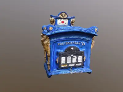 Mailbox vintage blue Low-poly 3D model
