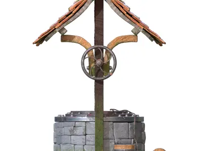  WELL MEDIEVAL FAN ART Low-poly 3D model