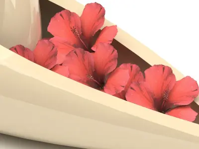 Decorative vase with hibiscus flowers 3D model