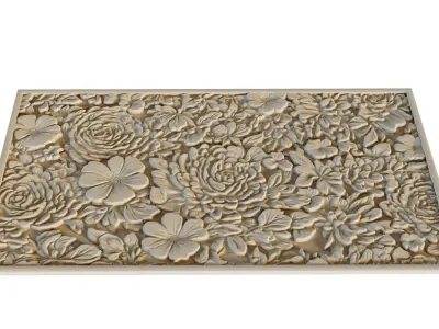 modern panel wall decor set relief stl mural CNC 307 3D model
