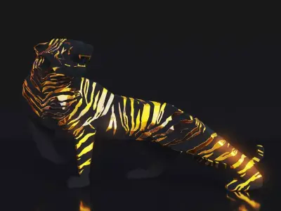 Low Poly Tiger Sculpture  Low-poly 3D model
