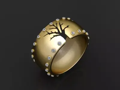 Gold tree ring 3D printable model   3D print model