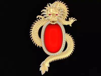 Luxury Dragon Oval Cabochon Pendant 3161 3D print model