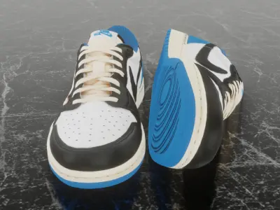 AIR JORDAN 1 LOW TRAVIS SCOTT FRAGMENT 3D SHOES Low-poly 3D model