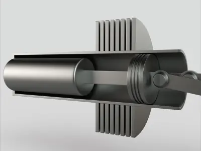 Stirling Engine Low-poly 3D model