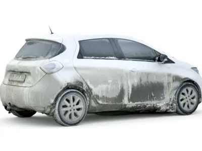 2019 Renault Zoe 2019 in Dirty Snow Low-poly 3D model