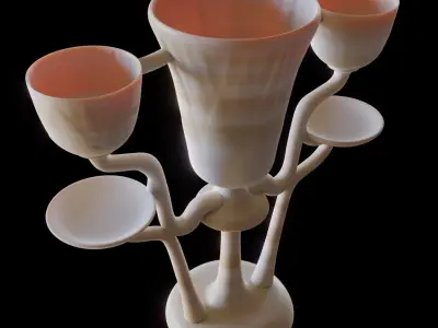 Triple lotus lamp from the tomb of Tutankhamun Low-poly 3D model