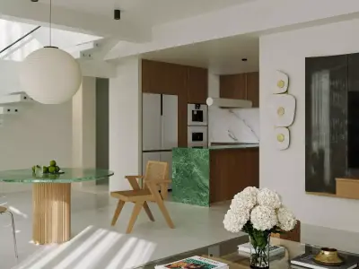Mid Century interior scene 3D model