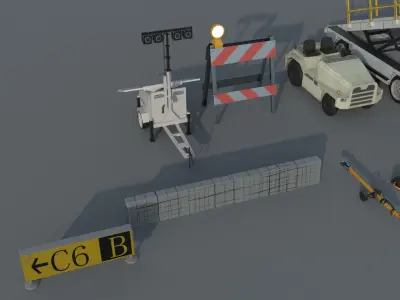 Airport engineering vehicles Low-poly 3D model