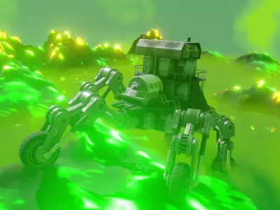 Five wheeler in dangerous radioactive surrounding Free low-poly 3D model