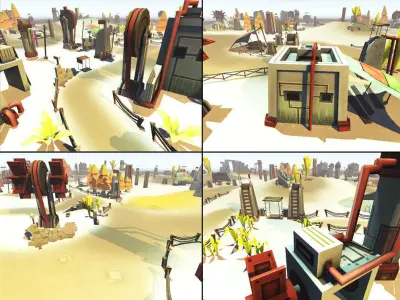 Toon Level Desert Low-poly 3D model