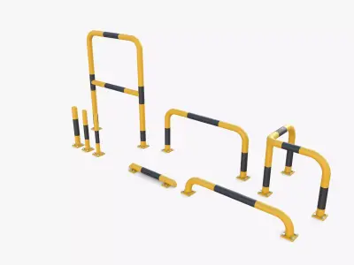 Traffic safety barrier pack v1 Low-poly 3D model