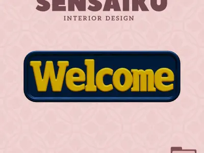 Welcome Door Sign 3D Print File for DIY Home Decor  Sensaiku 3D print model