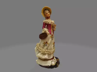 Porcelain figurine of woman in dress Free 3D model