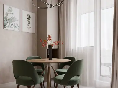 Light kitchen with wooden furniture scene 3D model