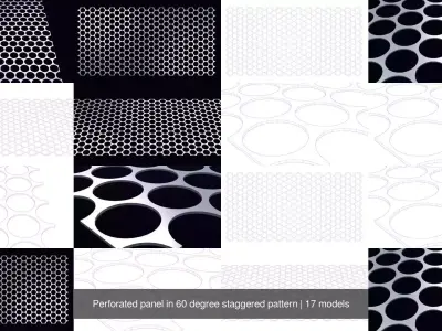 Perforated panel in 60 degree staggered pattern 3D Model Collection