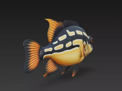 Fish Realistic 3D Model - Low Poly Realistic Game Ready Low-poly 3D model