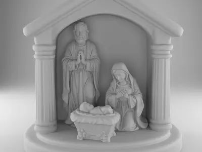 Nativity Holy Family STL separated Jesus Mary Joseph Manger 3D print model