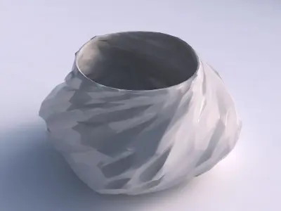 Bowl twisted elipse with low-polygon bulges  3D print model