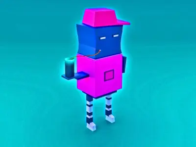 lowpoly 3d savage robot Free 3D model