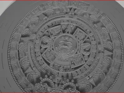 Aztec calendar very detailed STL 3D print model