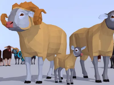 LowPoly Sheeps pack Low-poly 3D model