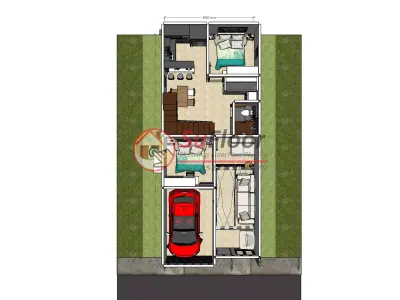 House 5x14m code 517 - Sketchup 3D model 3D model 3D model