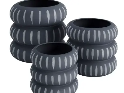 Aztec Grey White Vases 3D model