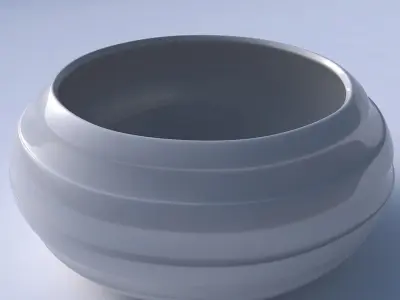 Bowl spheric squeezed wide with smooth horizontal ribbons 3D print model