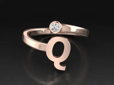 Jewelry Alphabet Ring Q 3D print model