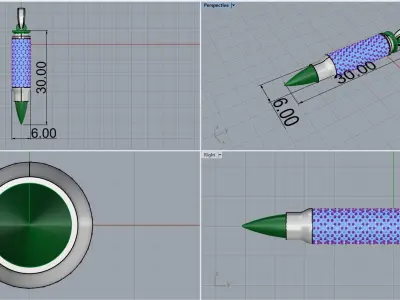 Bullet pendant empty inside model 944 3D print model