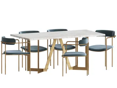 Dining Set table and chairs 3D model
