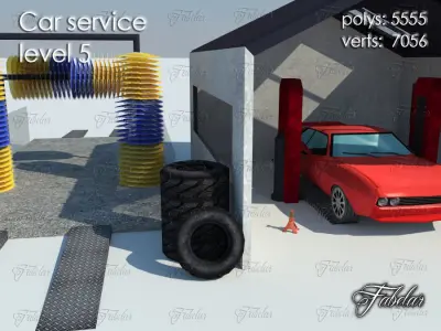 Car service level Low-poly 3D model