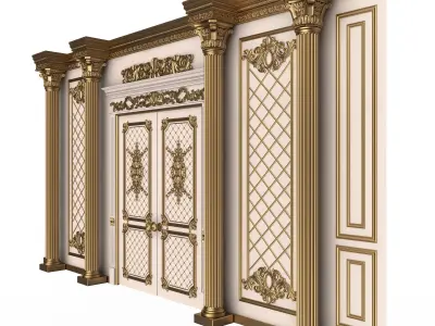 Boiserie Classic Wall with Mouldings 04 White Low-poly 3D model