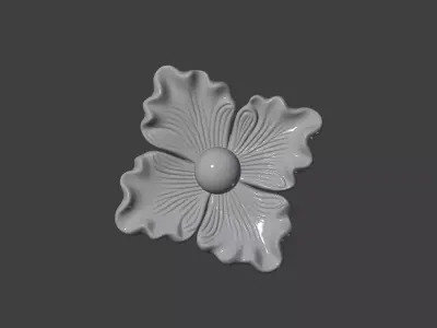 aroque Style Golden Flower Brooch 3D print model