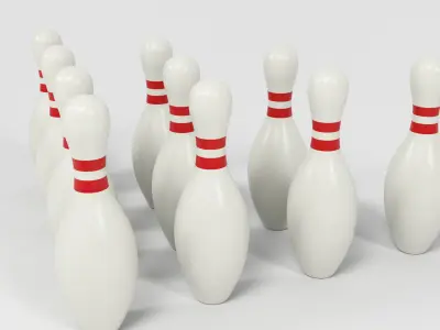 Bowling Ball and Pins Low-poly 3D model